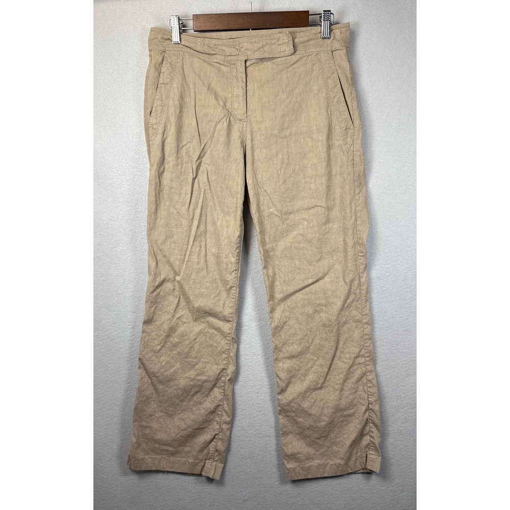 Eileen‎ Fisher Linen Blend Pants Italian Fabric Khaki Beige Size 8 Off The Yacht